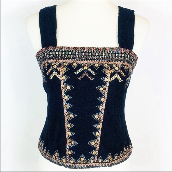 St. John Tops - St. John By Marie Gray Black Sequin Sleeveless Top